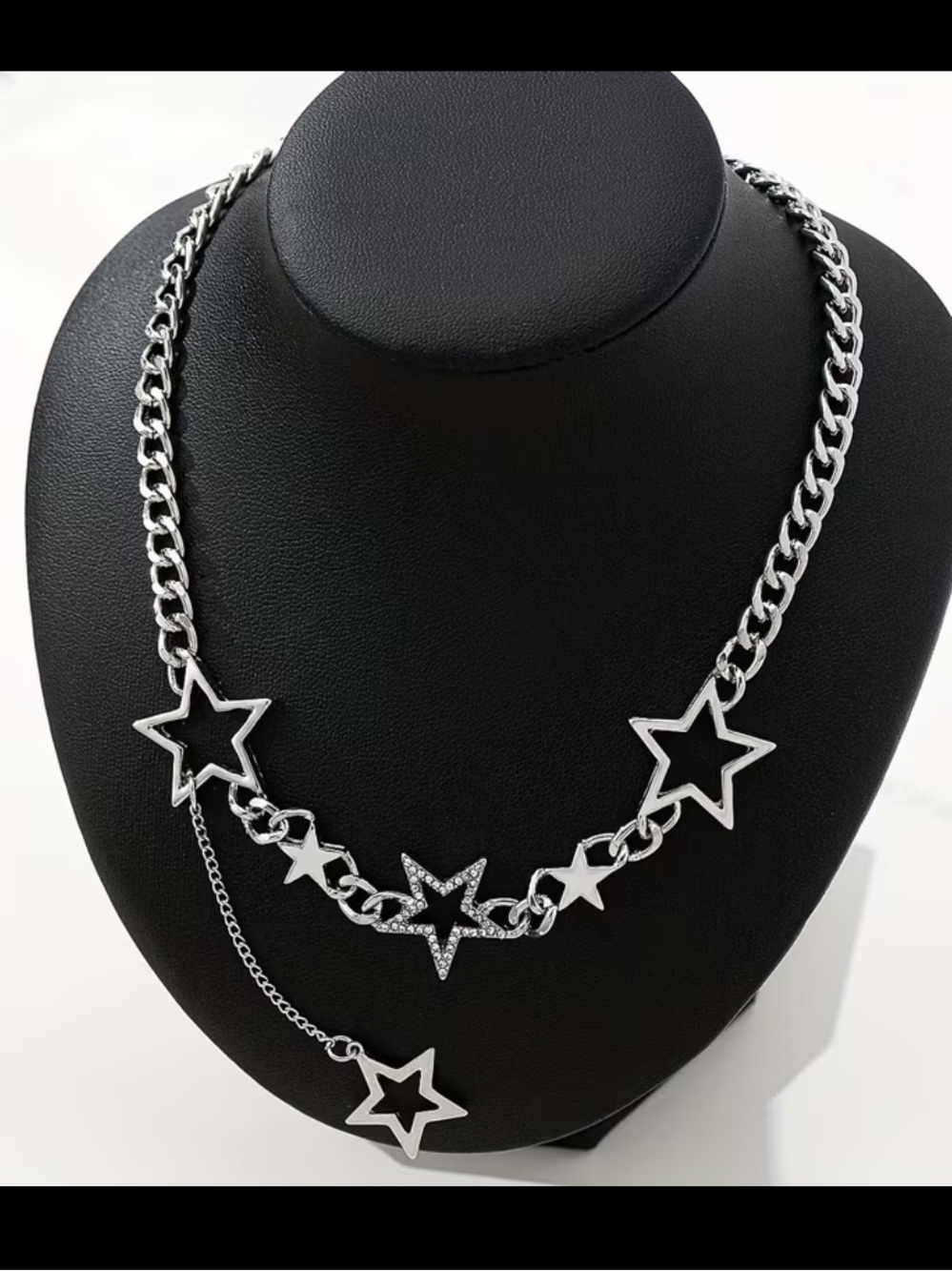 Silver Star Link Necklace - Women's Fashion Jewelry